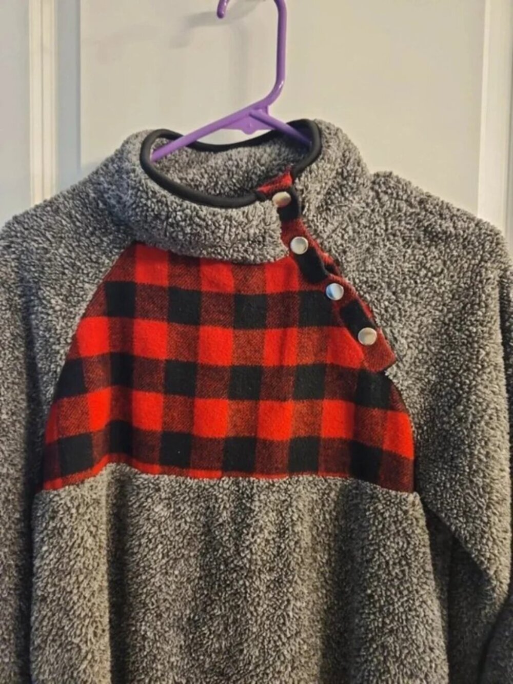 Abercrombie & Fitch Gray Fleece Plaid Flannel Shirt | Womens Small